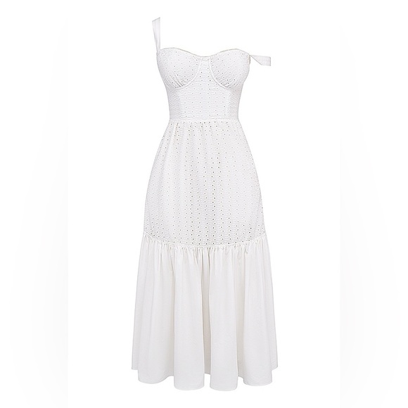 House of CB Elia White Broderie Anglaise Midi Sundress. Size Xsmall - Picture 12 of 17